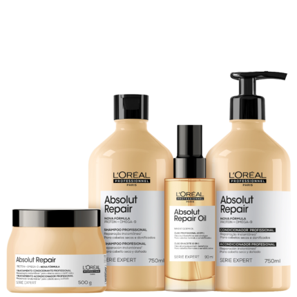 Kit L'Oréal Professionnel Serie Expert Absolut Repair Omega 9 + Protein Squad (4 Produtos)