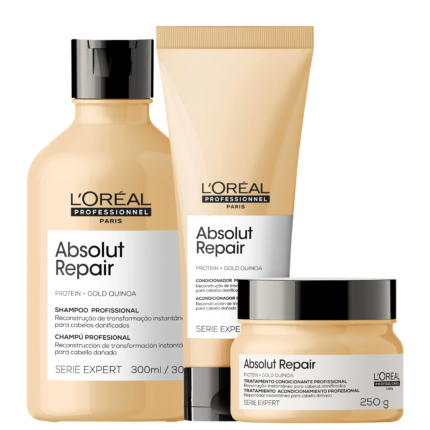 Kit L'Oréal Professionnel Serie Expert Absolut Repair Gold Quinoa + Protein Trio (3 Produtos)