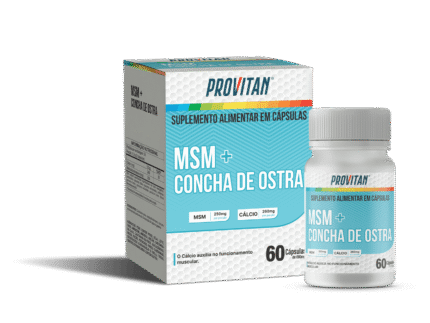 MSM (Metilsulfonilmetano) + Concha de Ostra (Cálcio) Provitan 660 mg – 60 Cápsulas para Saúde Articular
