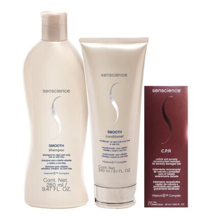 Kit Senscience Smooth - Shampoo 280ml + Condicionador 240ml + C.P.R 25ml